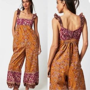 🪷 NWOT Free People Bali Albright Floral Cotton Jumpsuit- Size XL 🪷